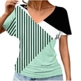 thumbnail image 2 of Short Sleeve Shirts for Women, Womens Casual V Neck Tops Loose Fit Color Block Shirts Short Sleeve Striped Button Down Tees Blouses for Summer, 2 of 6