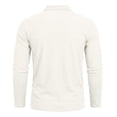 thumbnail image 6 of Zivyakyro Button Men Polo Shirts Fall Collared Long Sleeve Solid Slim Shirts Officewear Textured with Pocket White XL, 6 of 8