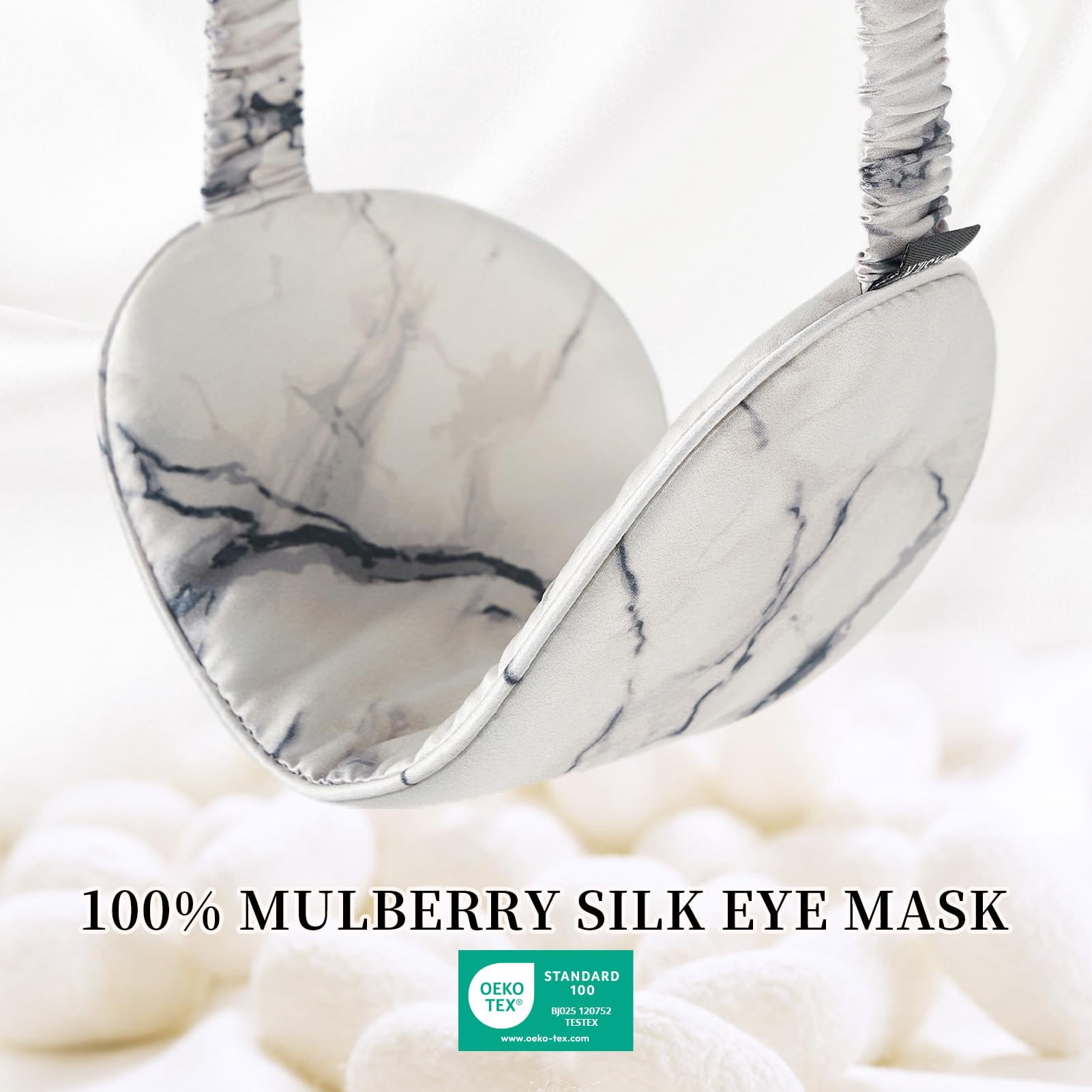 THXSILK Silk Mask for Sleep, 19 Momme Mulberry Silk Eye Mask, 100% Real Natural Pure Silk Eye Sleep Shade Cover, Grey Marble