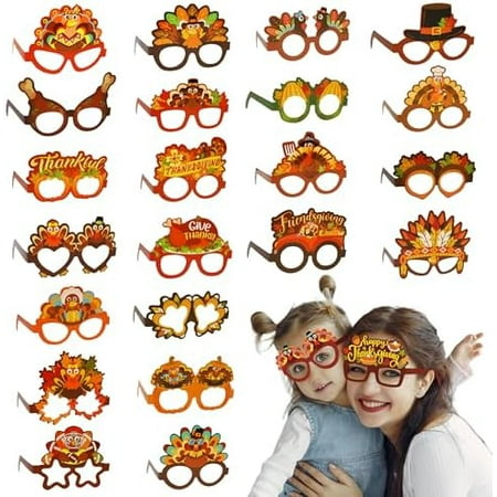 24-Pc Thanksgiving Paper Glasses: Turkey/pumpkin designs – party favors/photo props – Home Decor, Kitchen, & Other.