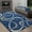 Space Blue, variant on Allstar Contemporary Accent Rug with Intersecting Ring design Smoke 5' x 8' 5' x 8'