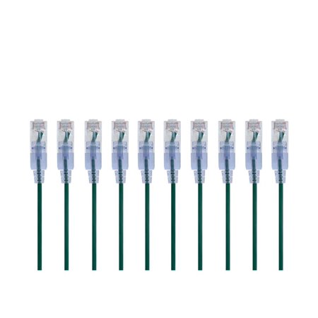 UPC: 0889028069691 | Monoprice SlimRun Cat6A Ethernet Patch Cable – Network Internet Cord – RJ45  Stranded  UTP  Pure Bare Copper Wire  30AWG  6in  Green  10-Pack