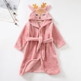 thumbnail image 2 of TOWED22 Toddler Robes Cute Pattern Bathrobe Unisex Kids Robe Baby Flannel Hoodie Pajamas Sleepwear(Pink,1-2 Y), 2 of 9