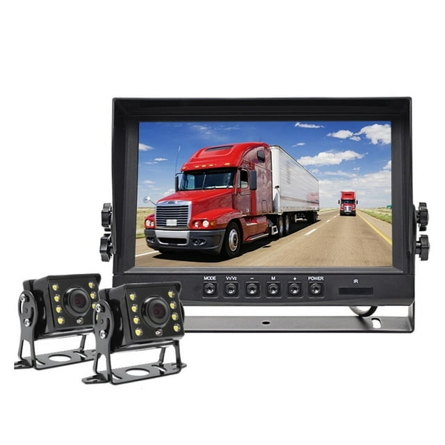1920x1080P 9 Inch IPS Screen Truck Bus Vehicle DVR Recorder Parking Monitor With 2 Channels Front Rear Side AHD Car Camera ,Clear Night Vision