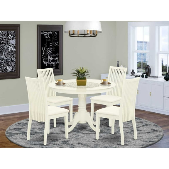 East West Furniture Dining Room Set Linen White, HLIP5-LWH-C