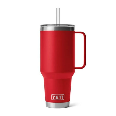 Yeti 42Oz Rambler Straw Mug With Straw Lid Rescue Red