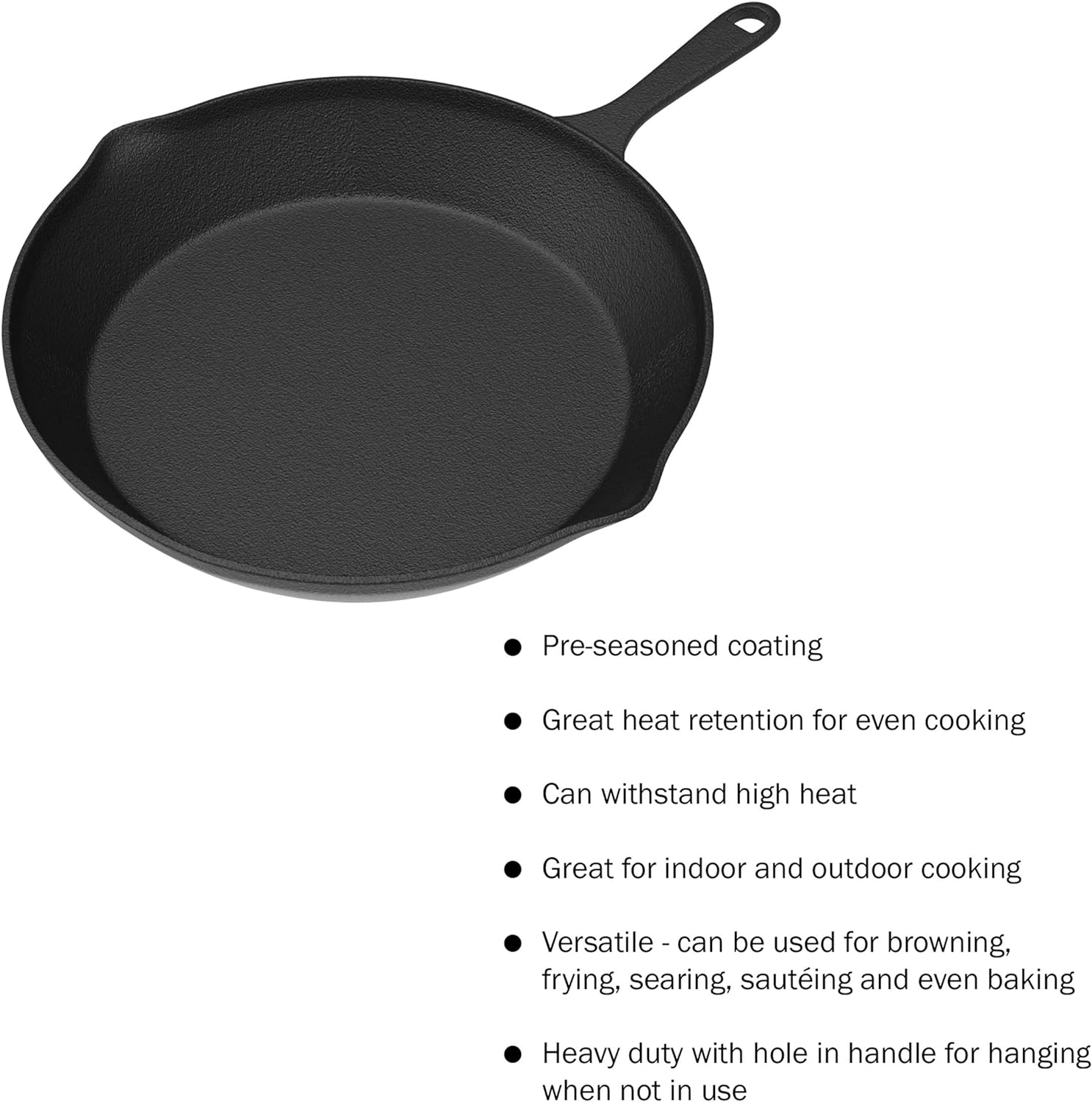 Pre Seasoned Cast Iron Skillets - 3 Pan Set - 9 inches, 8 inches, 6 inches - 1.5 to 2 inches deep - Durable with Strong Handle - Great for both veggies and meat - image 3 of 7