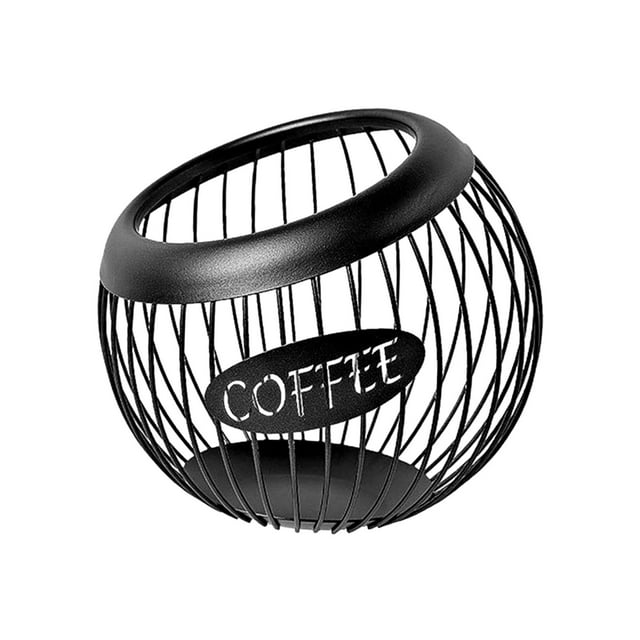 Support de Capsules de Café Durable Panier de Rangement en Fer Forgé pour Comptoir de Cuisine Noir
