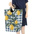 thumbnail image 4 of Yayeee Freestanding Laundry Hamper with Handle Collapsible Large Storage Basket for Clothes, Retro Beige Lemon, 4 of 7