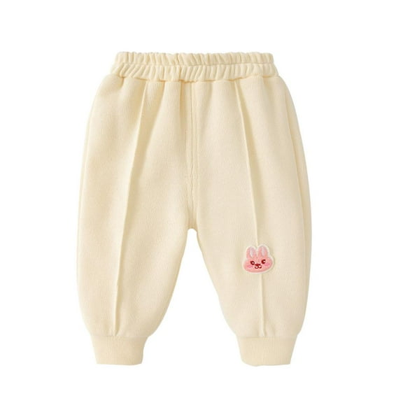 VERUGU Baby Pants Toddler Fall Winter Pants Solid Print Warm Buttocks Pants for Boys and Girls Full Length Pants Beige 2 Years