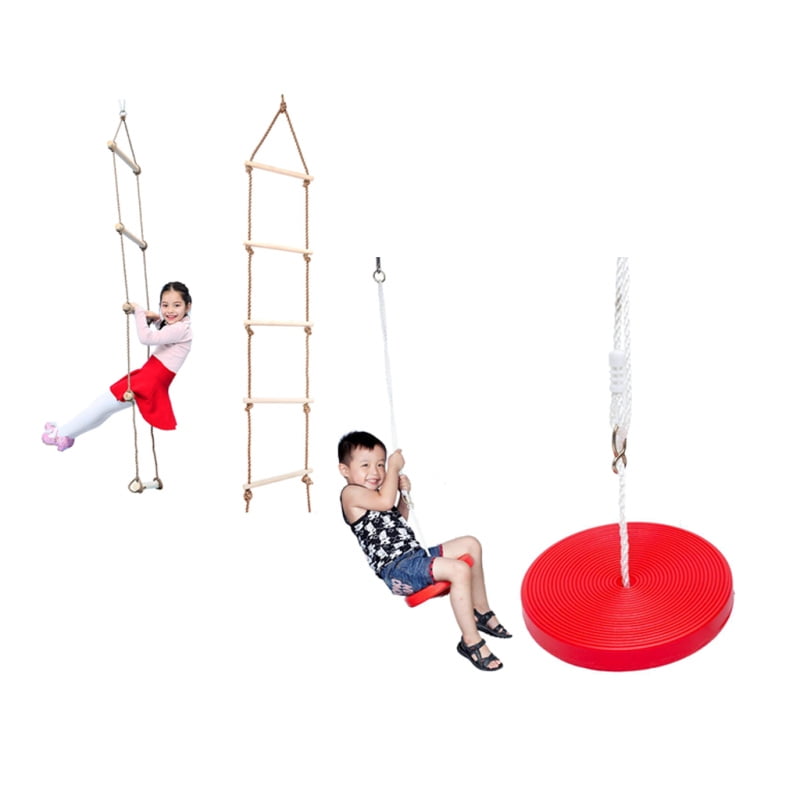 Children Outdoor Tree Hanging Disc Rope Swing Garden Park Gym Toy Yellow 