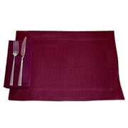 Mainstays Basket Weave Placemat & Napkin Set, Bordeaux