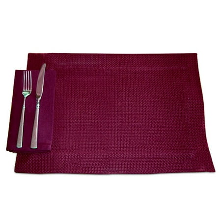 Mainstays Basket Weave Placemat & Napkin Set, Bordeaux