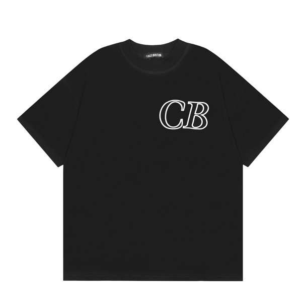 Camiseta holgada informal de manga corta para hombre con estampado de letras plateadas de edición limitada de Cole Buxton London versión alta107 negro