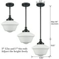 thumbnail image 2 of Vallelunga Black Schoolhouse Pendant Light Fixture with Milk Glass Shade 1-Light, 2 of 7