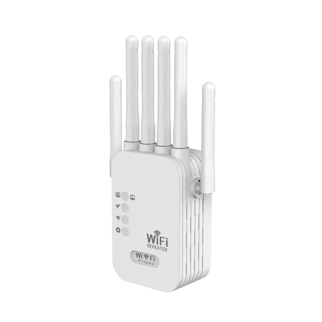 Repetidor Extensor de Señal WiFi de 1200 Mbps con 6 Antenas y Tecnología Dual Band 2.4 GHz + 5 GHz