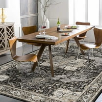 Washable 3x5 Area Rug - Soft Area Rugs for Living Room Stain Resistant Carpet Vintage Lightweight Rugs for Bedroom Kitchen entryway with Non Slip Backing Home Decor Small Mat 3X5 Black