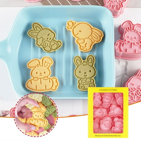 

JNGSA Easter Cookie Mold Cartoon Bunny Easter Cookie Mold Fondant Baking Tool 8 Piece Set Clearance