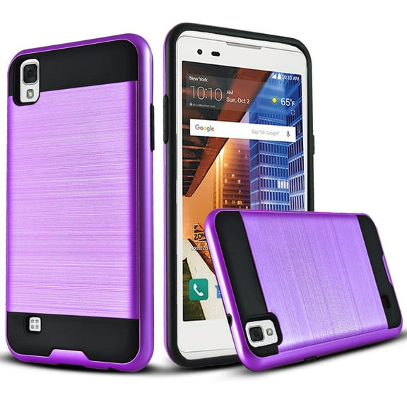 LG Tribute HD Case, Dual Layers Phone Cover Bundled with [Tempered Glass Screen Protector] Hybird Shockproof And Circlemalls Stylus Pen (Violet Purple)…