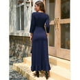 thumbnail image 4 of Women's Maternity Dress V Neck 3/4 Sleeve Ruffle Long Dress High Waist A Line Maxi Dress with Belt, 4 of 5
