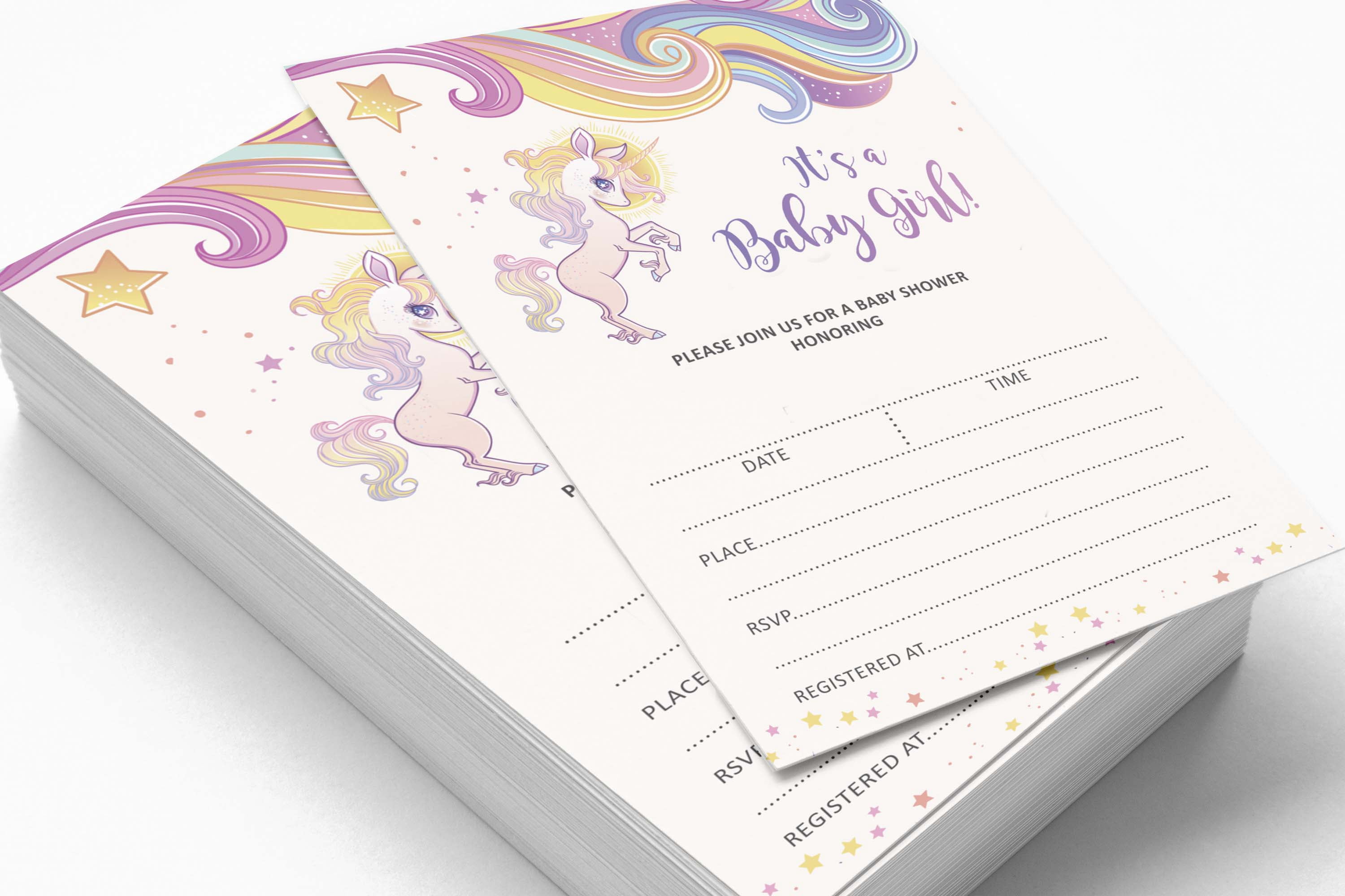 Inkdotpot Set Of 30Unicorn Baby Shower Invitations-Diaper Raffle Tickets And Baby Shower Book Request Cards Jungle Animals Invites Its A Boy Its A Girl