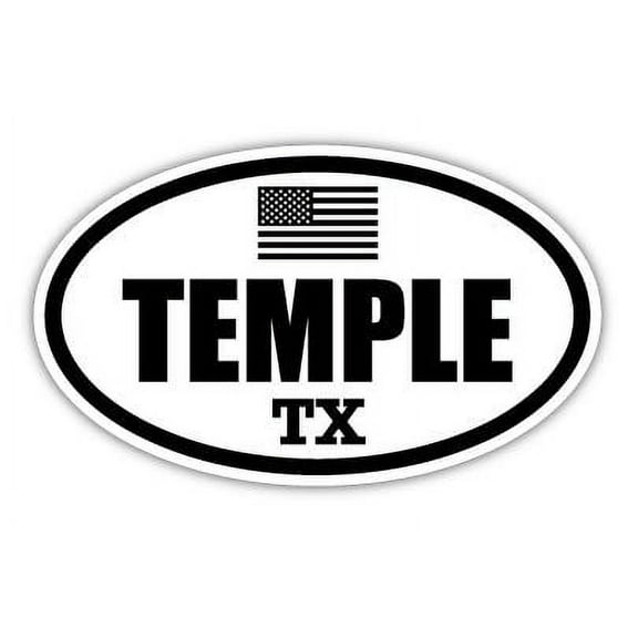 Temple TX Texas Bell County Stealthy Subdued Old Glory US Flag Oval Euro Decal Bumper Sticker 3M Vinyl 3" x 5"