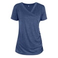thumbnail image 3 of Noric Women V Neck Short Sleeve Maternity Nursing T-Shirt Side Ruched Slim Fit Pregnancy Soft Casual Pullover Top, 3 of 9