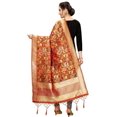 thumbnail image 2 of AlchemicLiving Women Orange Printed Embroidered Woven Banarasi Silk Zari Premium Dupatta with Thread Work n Tassels- Elegant Chunni for Women and Girls - Size: 1M x 2.5M, 2 of 2