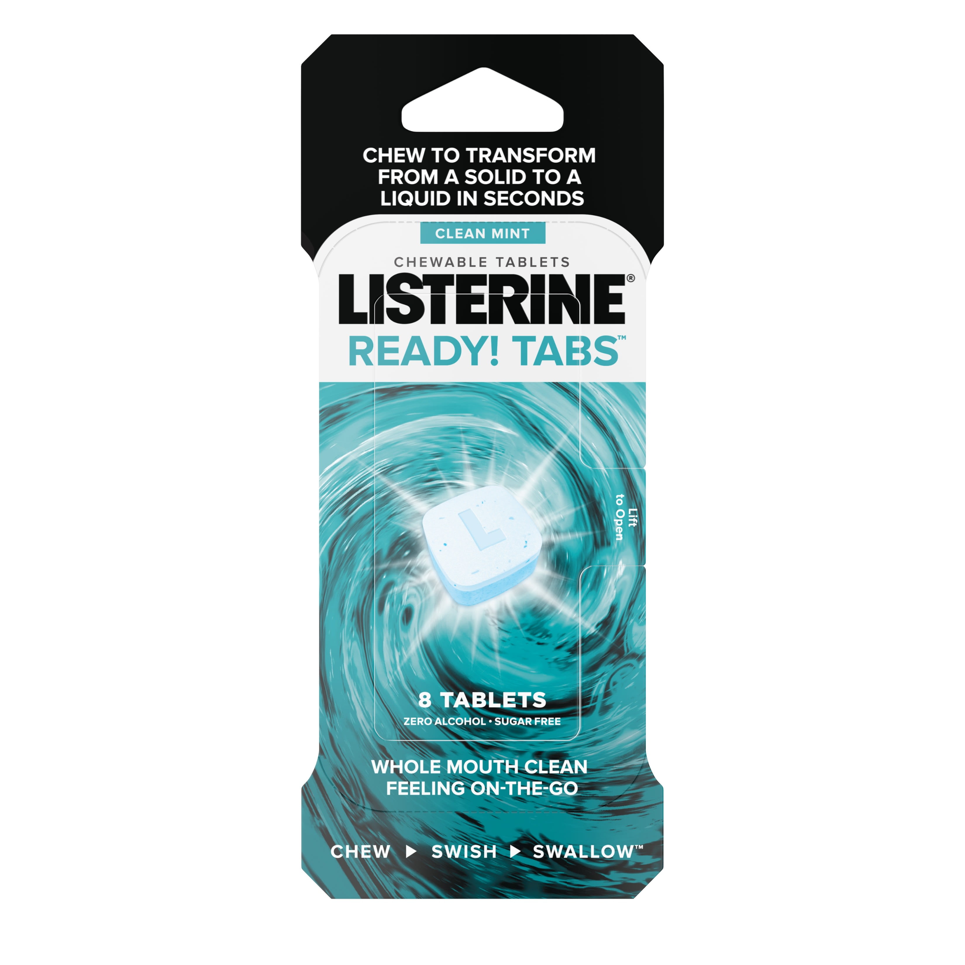 Listerine Ready! Tabs Chewable Mint Tablets, Clean Mint Flavor, 8 ct