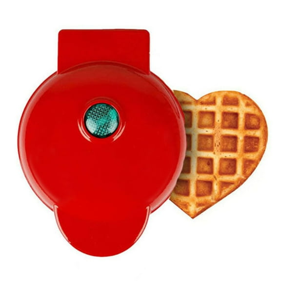 Mini 4" Electric Waffles Maker Bubble Egg Cake Oven Breakfast Waffle Machine, Premium Non-Stick Plates(Red Heart Shape)