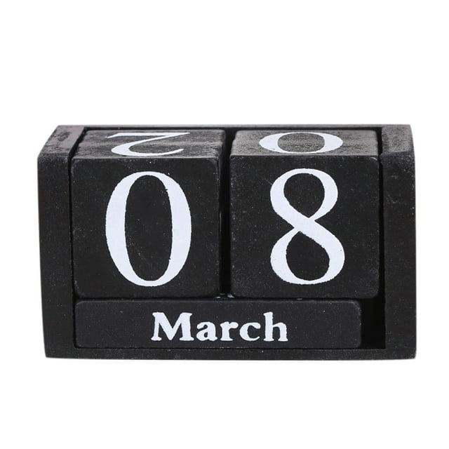 Naiovety Calendario de letras de de escritorio Vintage, bloque de cubo, accesorios de decoración del hogar, accesorio de tiro, Decoración del hogar Negro