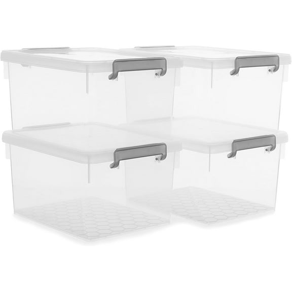 Citylife 22.2 Qt. Plastic Storage Bins with Lids Large Stackable Storage Containers for Organizing Clear Durable Storage Box, 4 Packs