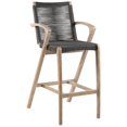 thumbnail image 1 of Brielle Outdoor Light Eucalyptus Wood and Charcoal Rope Stool, 1 of 9