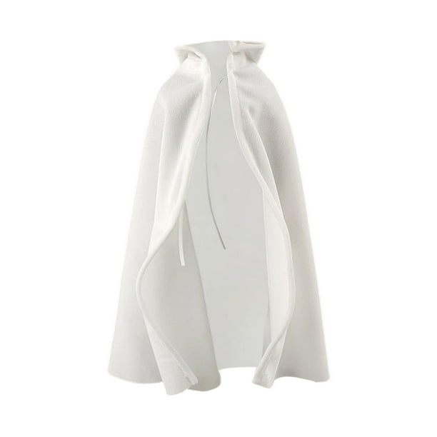 Capa con capucha para hombre, escala 1:6, elegante, color sólido, estilo retro, capa larga, disfraz de soldado Blanco