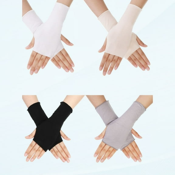 Fingerless Gloves Women UV Protection Gloves Wrist Length Cotton Gloves Sun Protection Driving Gloves Unisex