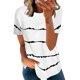 thumbnail image 2 of Summer Short Sleeve T Shirt, Women Short Sleeve T Shirt Loose Cut Stripes Pattern Skin Friendly Breathable For Office ANGGREK AI1711, 2 of 5