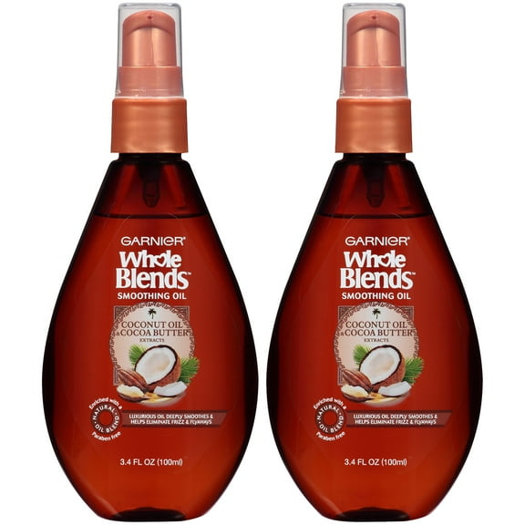 Garnier Whole Blends Smoothing Oil with Coconut Oil & Cocoa Butter Extracts, 2 count
