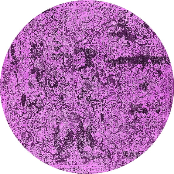 Ahgly Company Indoor Round Oriental Pink Industrial Area Rugs, 6' Round