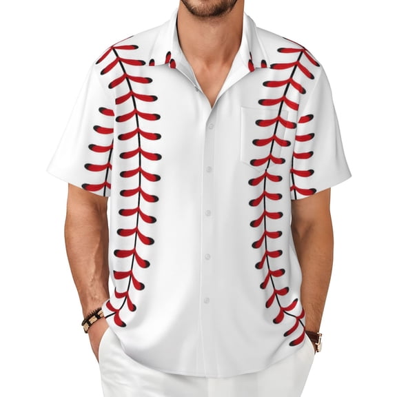 Baseball Men'S Short-Sleeved Shirts with All-Over Prints for Indoor and Outdoor Wear