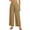 Khaki, variant on Lenpel Capri Pants for Women Dressy Casual Elastic High Waisted Cropped Wide Leg Pants Loose Lounge Travel Trousers with Pockets