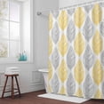 thumbnail image 5 of Leaf Geometric Striped Fabric Shower Curtain Botanical Plant Yellow Gery Leaves Washable Shower Curtains for Bathroom, Waterproof Bath Curtain with Hooks Home Decor 36x72in, 5 of 8