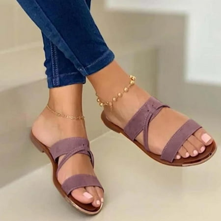 

absuyy Women s Slide Sandals- Open Toe Casual Beach New Style Summer Flat Slide Sandals #319 Pink-8.5