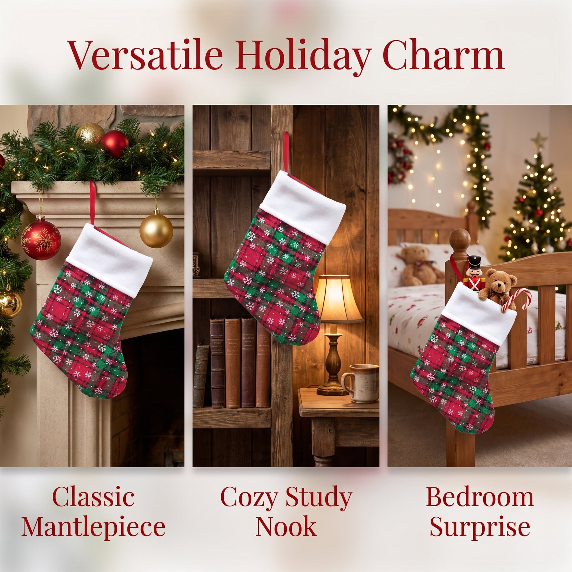 Unique Bargains Monogram Christmas Luxury Initial Knitted Stocking White Red Green 6"H
