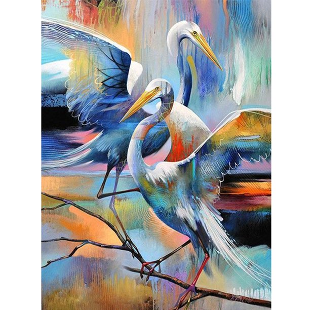 Kit de pintura al óleo de aves acuáticas acrílicas por números, pintura DIY sobre lienzo sin marco (2) Hugtrwg Para estrenar