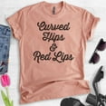 thumbnail image 2 of Curved Hips And Red Lips T-shirt, Unisex Women's Shirt, Sassy Lady Shirt, Heather Sunset, Small, 2 of 6