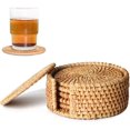 thumbnail image 1 of Set of 6 Rattan Weave Cup Mat Hand-Made Crafts Rattan Coasters Coasters for Drinks Home Decoration Holder for Kitchen Table Drinks (4 * 4 in), 1 of 5