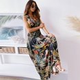 thumbnail image 3 of MesaSe Robes Maxi d'Été pour Femmes Imprimé Tropical Robes de Plage Col en V Sans Manches Taille Haute Lacée Robe Maxi Fluide Robe d'Été, 3 of 9