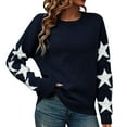 thumbnail image 6 of FRSASU Women fashionable and comfortable Sweater Fall Star Pullover Long Sleeve Crewneck Casual Cute Sweaters Tops Blue, 6 of 9
