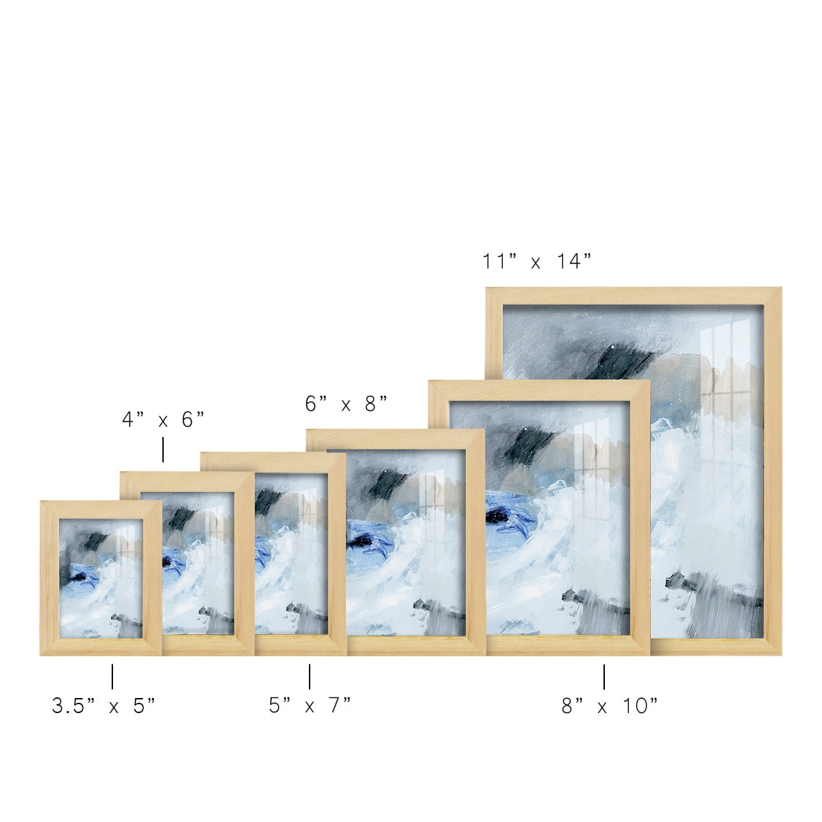 Welle I - Framed Print w/glass - Natural Wood