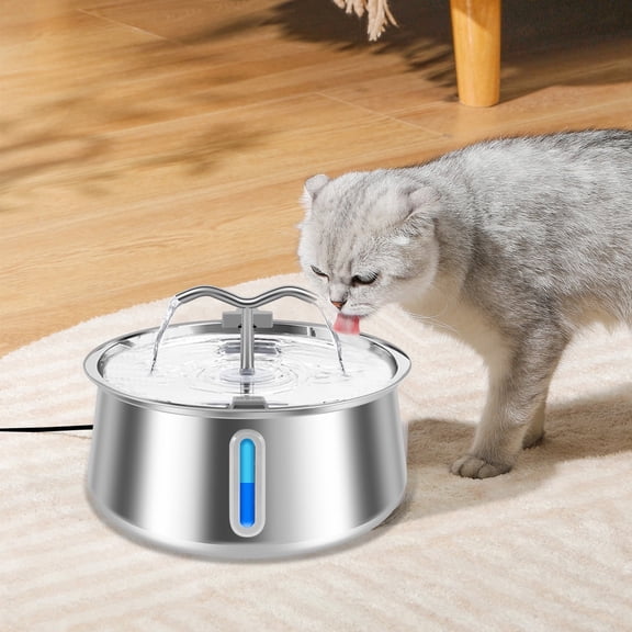 Cat Water Fountain 4L/135oz Stainless Steel Pet Water Dispenser with Water Window Large Capacity Dog Drinking Dispenser Quiet Pet Fountain Water Bowl for Multiple Pets Cats Dogs